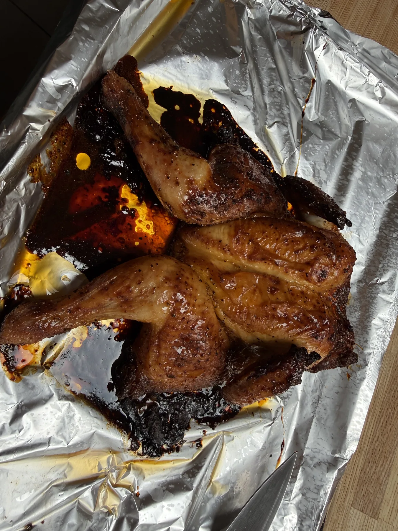 Dad’s roast honey chicken, straight from our kitchen.