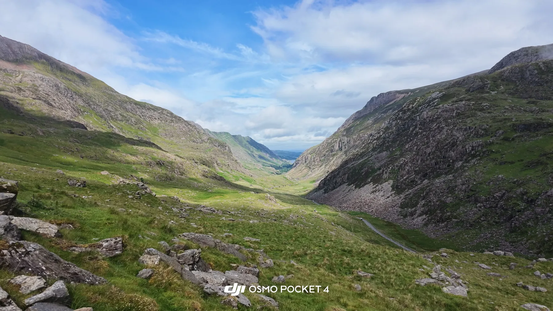 A clear early view down through the valley.